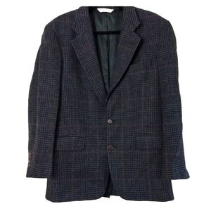 Vtg Tweed Jacket Mens Glen Plaid PoW Check Evan Picone Pure Wool Blazer USA READ